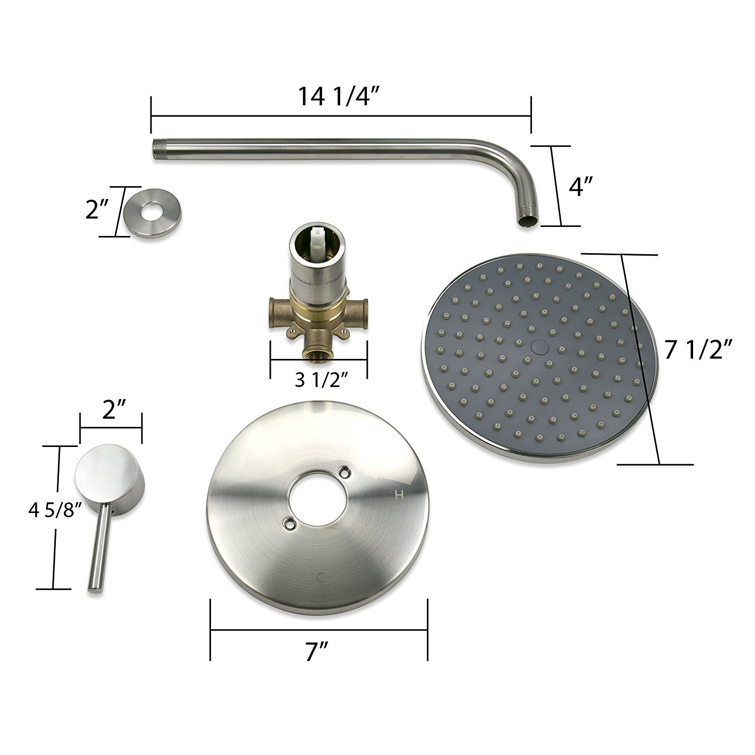 Artemisa Wall Mounted Brushed Nickel Finish 3 Piece Shower Combo